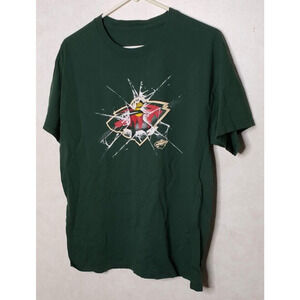 NHL Minnesota Wild Boys Large Green Crewneck Cotton T-Shirt